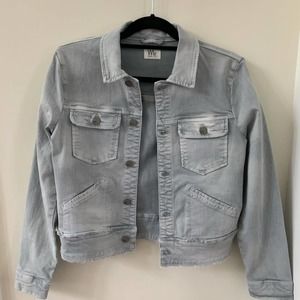 Wash Lab Ruffle My Feathers Cropped Jean Jacket XS